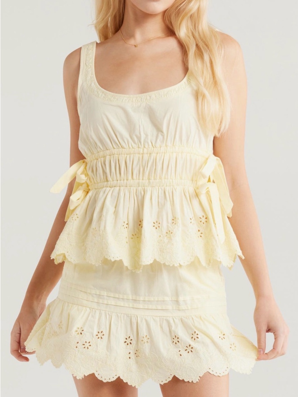 Damson Madder Jade Broderie Cami Butter Yellow Organic Cotton Top 12